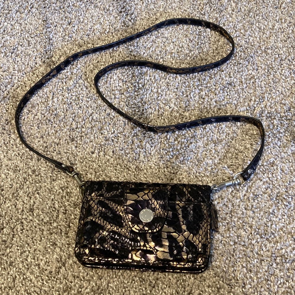 Nine & co. Elegant Black and Gold Women's Crossbody Bag